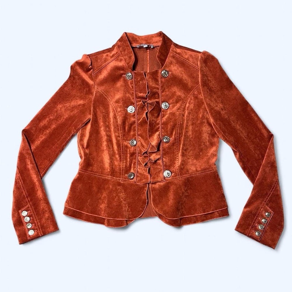 Grunge Orange Ruffle Military Jacket by Cass! - Picture 6 of 7